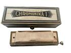 Hohner Chromonika I Germany Harmonica Vtg Pre-wwii 10 Hole Orig Case Burl Wood
