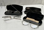 Antique Vintage Early 1900s Round Wire Eyeglasses- 4 Glasses-3 Original Cases