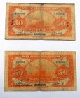 Lot Of 2 1914 China 50 Yuan Bank Of Communications-chungking And Shanghai 