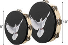 Set Of 2 Tambourine  10  And 8  Dove Church Tambourine With Double Row Jingle