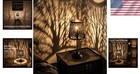 Table Lamp With Tree Shadow Projection  3-level Touch Dimming  Black Metal