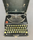 1922 Remington Portable Glossy Black Antique Typewriter W  Ink   Case As Found