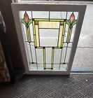 Beautiful Antique Stained Leaded Glass Window Circa 1920 33  X 24 