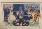 Jonathan Heath Framed Matted Cat Art Print  purr Purr Platter  16 25  Signed