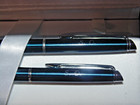 Waterman Paris Ballpoint Pen And Pencil Set Blue Lacquer Engraved