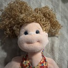 Ty Beanie Kids Princess Plush Doll Curly Blonde Hair Red Floral Dress 1996