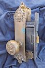 Antique Vintage Old Bronze Yale Exterior Entry Door Lock Knobs Plate Lockset Key