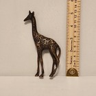 Vintage Solid Brass Giraffe Figurine Textured Spots 5 25  Tall