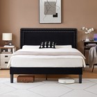 Upholstered Twin full queen Size Bed Frame Platform With Headboard Wooden Slat