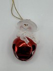 Vintage Snowman Jingle Bells  Christmas Ornament Red Silver