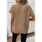 Women s Short Sleeve Turtleneck Sweater Waffle Knit Cap Sleeve Pullover Top