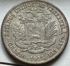 1935 Venezuela 2 Bolivares Silver Coin Simon Bolivar Choice Xf 10g  835 Y 23