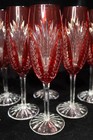 Ruby Red Cut To Clear 6 Champagne Flutes By Design Guide 8 7 8  Tall 1 3 4  Wide
