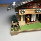 Vtg German Wood Weather House Station Thermometer Chalet Deer Flowers