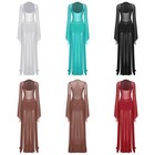 Women Egyptian Belly Dance Mesh Dress Trim Slit Hem Maxi Dress For Wedding Party