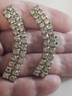 Vintage Crystal Clear Rhinestone Shoe Clips 2 Inches Curved In Good Condition