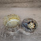 Vintage Davco  Silver Plate Round Filigree Trinket Vanity Box 3d Rose