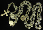 Vintage Rosary With 2 Medals Clear Glass Bead Religious Holy Catholic