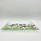 Georges Briard Vintage Mid-cent Retro Modern Glass Plate Garden Florals Signed