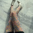 Women Rainbow Fishnet Pantyhose Colorful Tights Sexy Fashion Hosiery Party Punk
