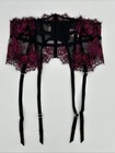 Victoria   s Secret Very Sexy Black   Burgundy  Lace Garter Belt Lingerie Xs s Nwt