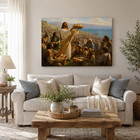 Jesus Feeding The 5000 Canvas Wall Art Loaves Fishes Christian Painting Print