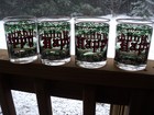 Set  4 Happy Holidays Old Fashioned Rocks Glasses W gold Trim- Cera Houze Glass