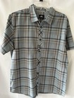 O neill Men s Short Sleeve Button Down Shirt Light Blue Plaid Size L Surf Casual