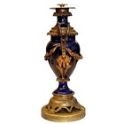Antique French Sevres Style Cobalt Blue Porcelain Urn Gilt Bronze Ormolu Mounts