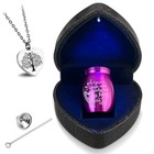 Small Heart Urn For Ashes Keepsake With Light - Memorial Urn Set With Purple