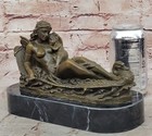 Bronze Sculpture Statue Of Seated Winged Goddess With Child Mythology Home Decor