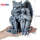 Resin Gargoyle Statue Winged Demonic Skull Gothic Halloween Garden Decor