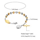 Women Men Unisex Stainless Steel Virgin Mary Cross Pendant Beaded Chain Bracelet