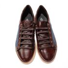 Di Bianco Nwb Laguna Sneakers Cotton And Leather Size 11 5 In Blue   Tan   Brown