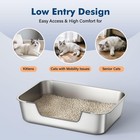 Stainless Steel Cat Litter Box With Low Entry Metal Kitty Litter Box For Sen