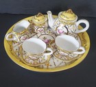 Vintage Crown Porcelain Miniature Tea Set With Tray