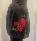 Vintage Handmade Embroidered Appliqu   Flowers Sheer Black Hostess Apron