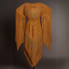 Women s Native American Western Suede Leather Long Wedding Dress Powwow Regalia