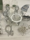 Vintage Dollhouse Metal Wire Wicker White Patio Furniture Piano Chairs Lot  read