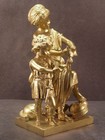 1800 s Antique Gold Gilt Clock Topper Woman Statue Figurine Doll Baby Sculpture