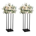 2 Pcs 32 Inches Matte Black Wedding Column Decorative Flower Stand Tabletop C   