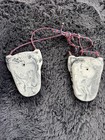 Pair Gray black Swirl Climbing Holds W  Bolt Holes   Red blue Cord