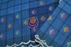 Vtg 4 Asian Blue Linen Blend Napkins Embroidered 10  X 10  Nos W original Seal