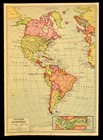 Vintage Western Hemisphere Map World War Ii Era Port Distances Old Original
