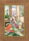A Persian Beauty Painting Hand Miniature Qajar Woman Art On Paper 7x10 Inches