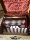 Vintage Polverini Bros Accordion Red Beautiful In Case Italy 1960s 
