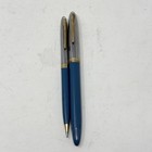 Vtg Sheaffer s White Dot Snorkel Clipper Fountain Pen   Pencil Set 14k Gold Blue