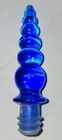 Vtg  Lot Of 4 Cobalt Blue Ribbed Glass Decanter Genie Bottle Stopper Mcm Acrylic