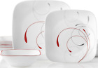 Corelle 12 Piece Vitrelle Glass Splendor Square Dinnerware Set Service For 4