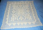 Vintage 33  X 33  Square Hand Crochet Lace Tablecloth  Ecru